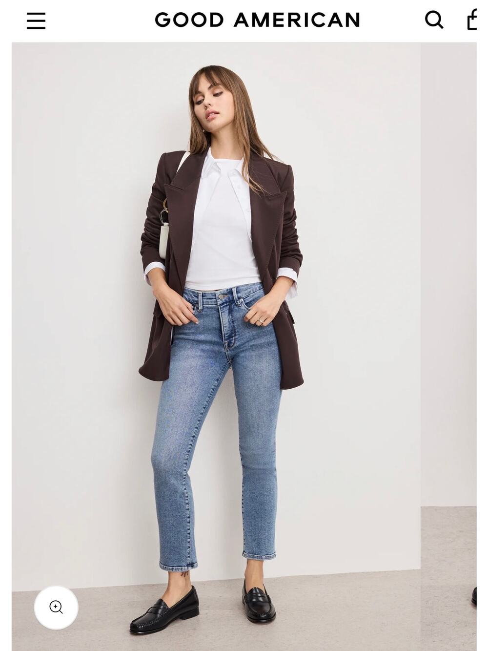 Good American Light Blue Straight Leg Jeans